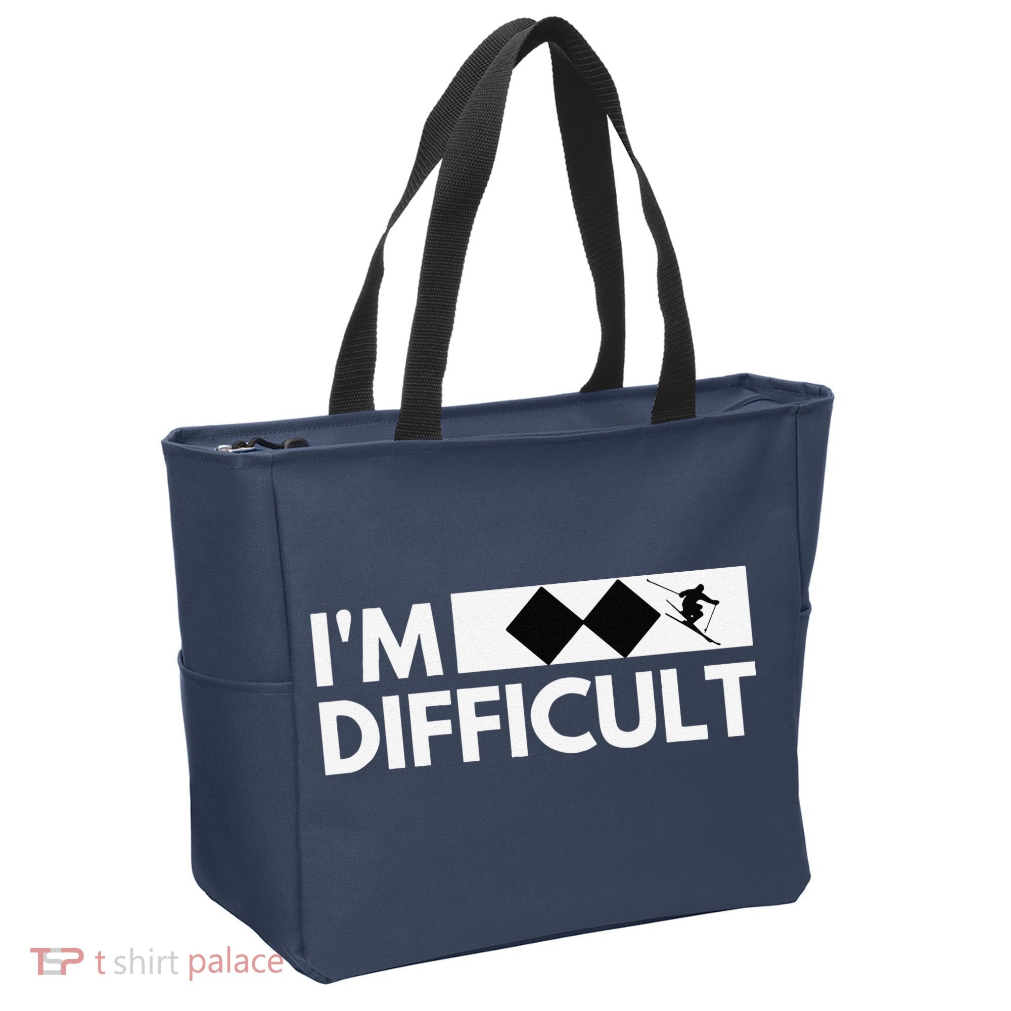 I'm Difficult Ski Funny Skier Snowboard Skiing Tote Bag