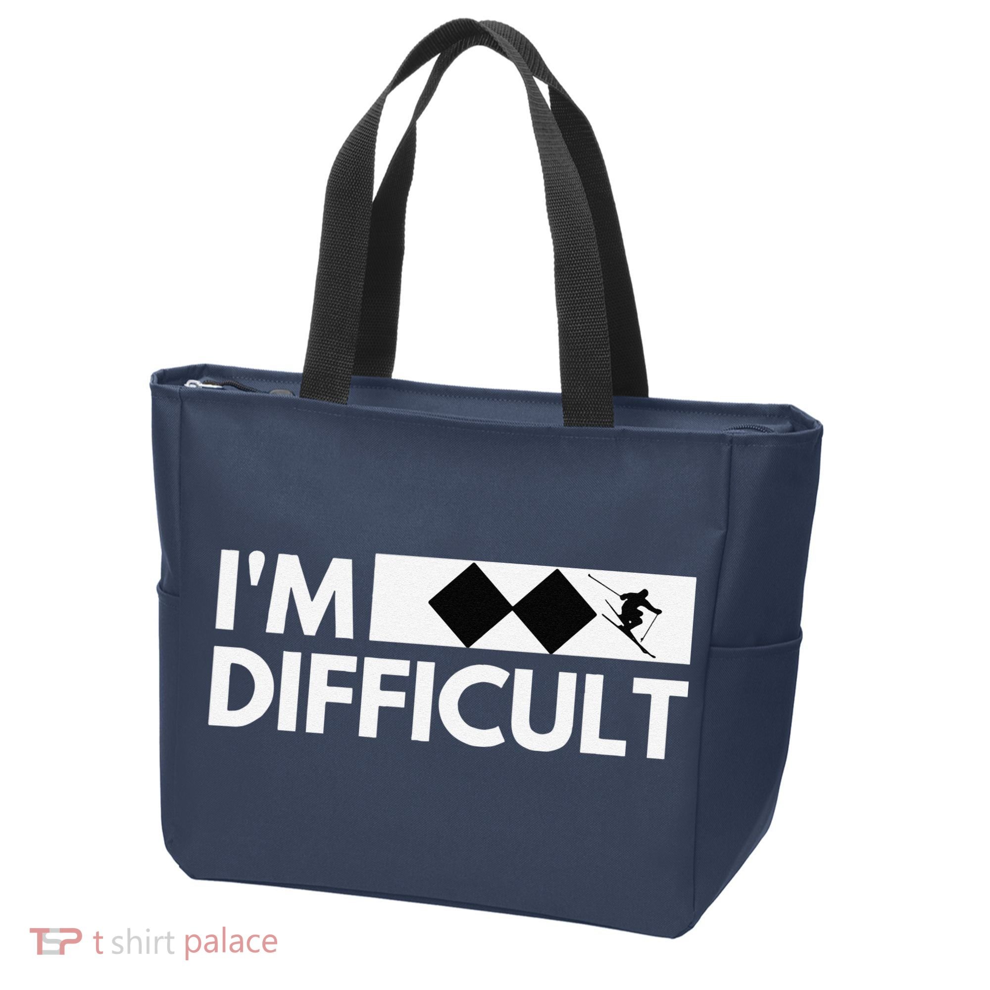 I'm Difficult Ski Funny Skier Snowboard Skiing Tote Bag