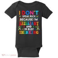 I Dont Speak Much Brilliant Autism Non Verbal Autistic Baby Bodysuit thumb 0