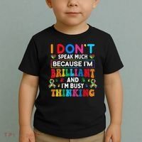 I Dont Speak Much Brilliant Autism Non Verbal Autistic Toddler T-Shirt thumb 2