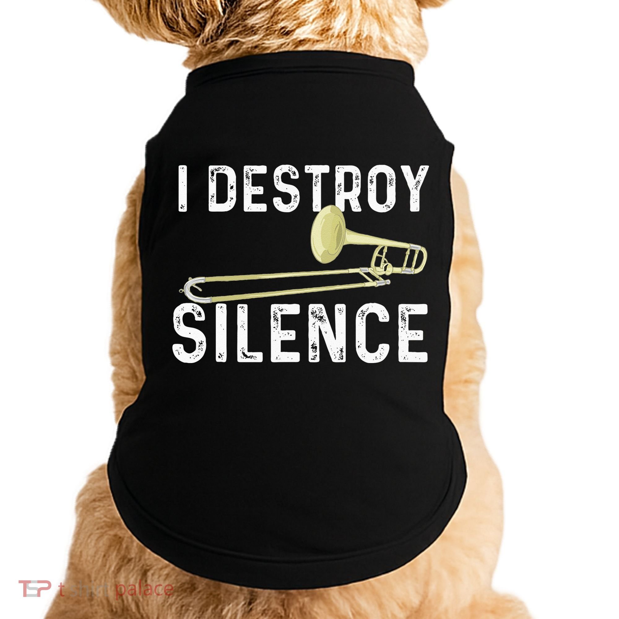 I Destroy Silence Trombonist Trombone Player Marching Band Doggie Tank