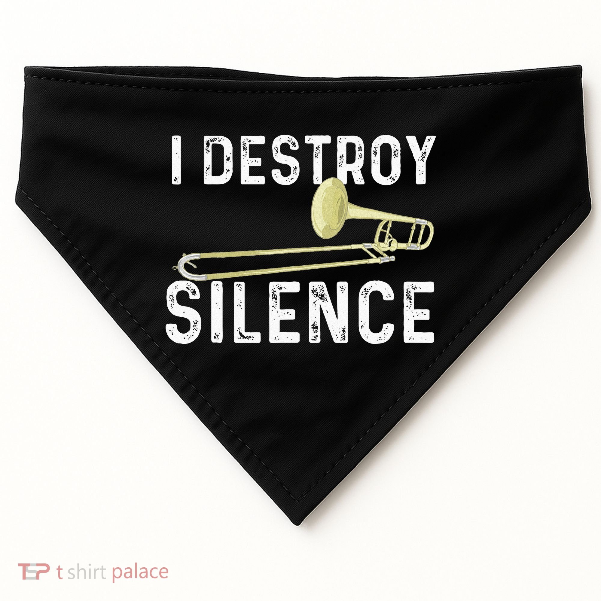 I Destroy Silence Trombonist Trombone Player Marching Band USA-Made Doggie Bandana