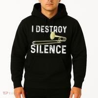 I Destroy Silence Trombonist Trombone Player Marching Band Hoodie thumb 2