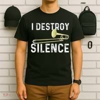 I Destroy Silence Trombonist Trombone Player Marching Band T-Shirt thumb 6