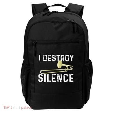 I Destroy Silence Trombonist Trombone Player Marching Band Backpack