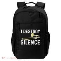 I Destroy Silence Trombonist Trombone Player Marching Band Backpack thumb 0