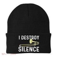 I Destroy Silence Trombonist Trombone Player Marching Band Beanie thumb 0