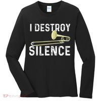 I Destroy Silence Trombonist Trombone Player Marching Band Women's Long Sleeve Shirt thumb 0