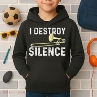 I Destroy Silence Trombonist Trombone Player Marching Band Kids Hoodie thumb 2