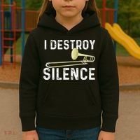 I Destroy Silence Trombonist Trombone Player Marching Band Kids Hoodie thumb 3