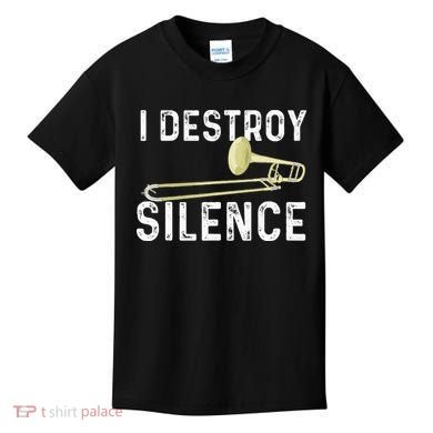 I Destroy Silence Trombonist Trombone Player Marching Band Kids T-Shirt