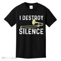 I Destroy Silence Trombonist Trombone Player Marching Band Kids T-Shirt thumb 0