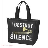 I Destroy Silence Trombonist Trombone Player Marching Band Tote Bag thumb 3
