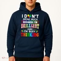 I Dont Speak Much Brilliant Autism Autistic Boys Girls Gift Hoodie thumb 2