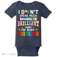 I Dont Speak Much Brilliant Autism Autistic Boys Girls Gift Baby Bodysuit thumb 0