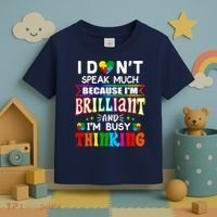 I Dont Speak Much Brilliant Autism Autistic Boys Girls Gift Toddler T-Shirt thumb 3