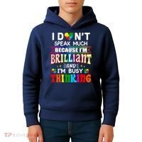 I Dont Speak Much Brilliant Autism Autistic Boys Girls Gift Kids Hoodie thumb 4