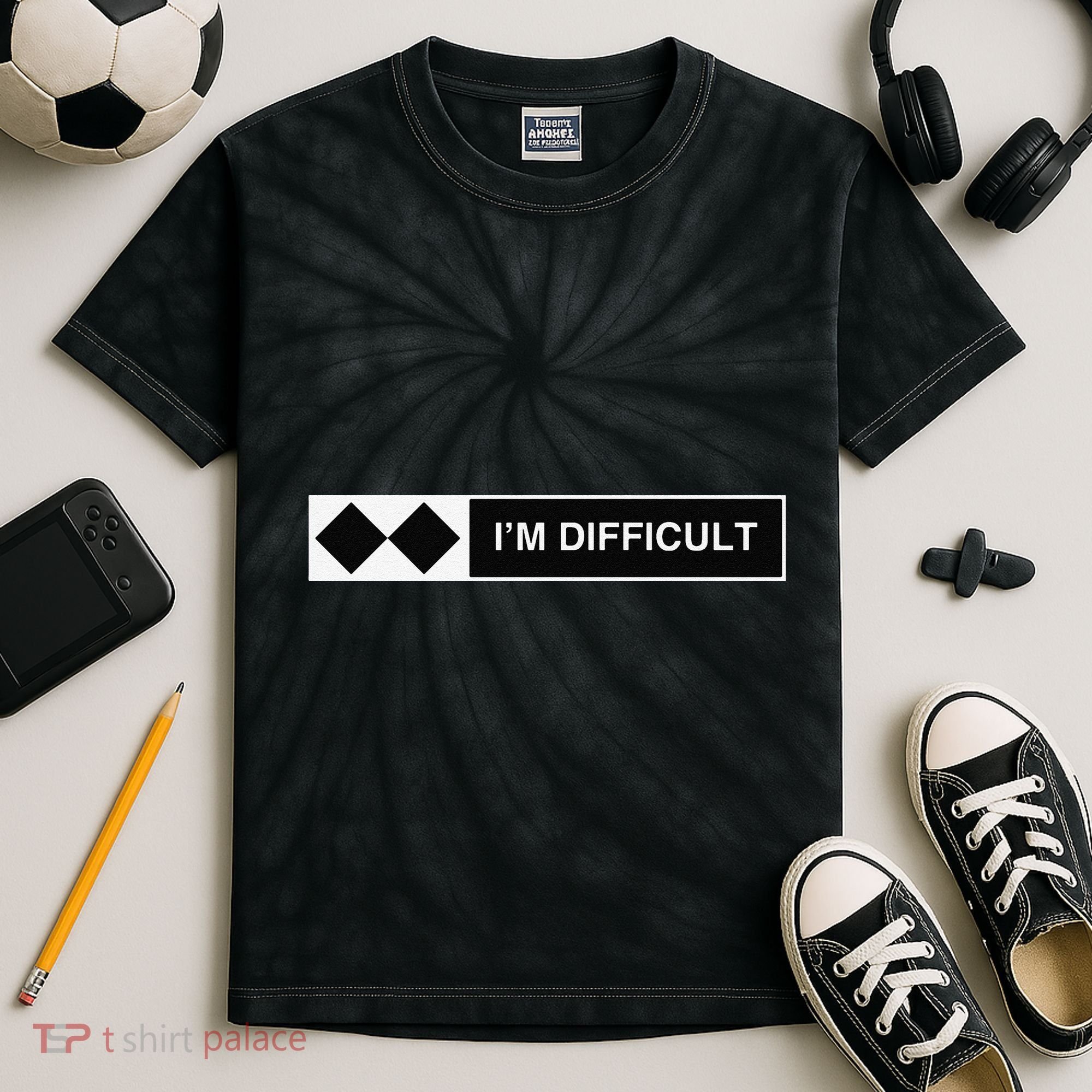 I'm Difficult Ski Snowboard Funny Snowboarding Winter Premium Kids Tie-Dye T-Shirt