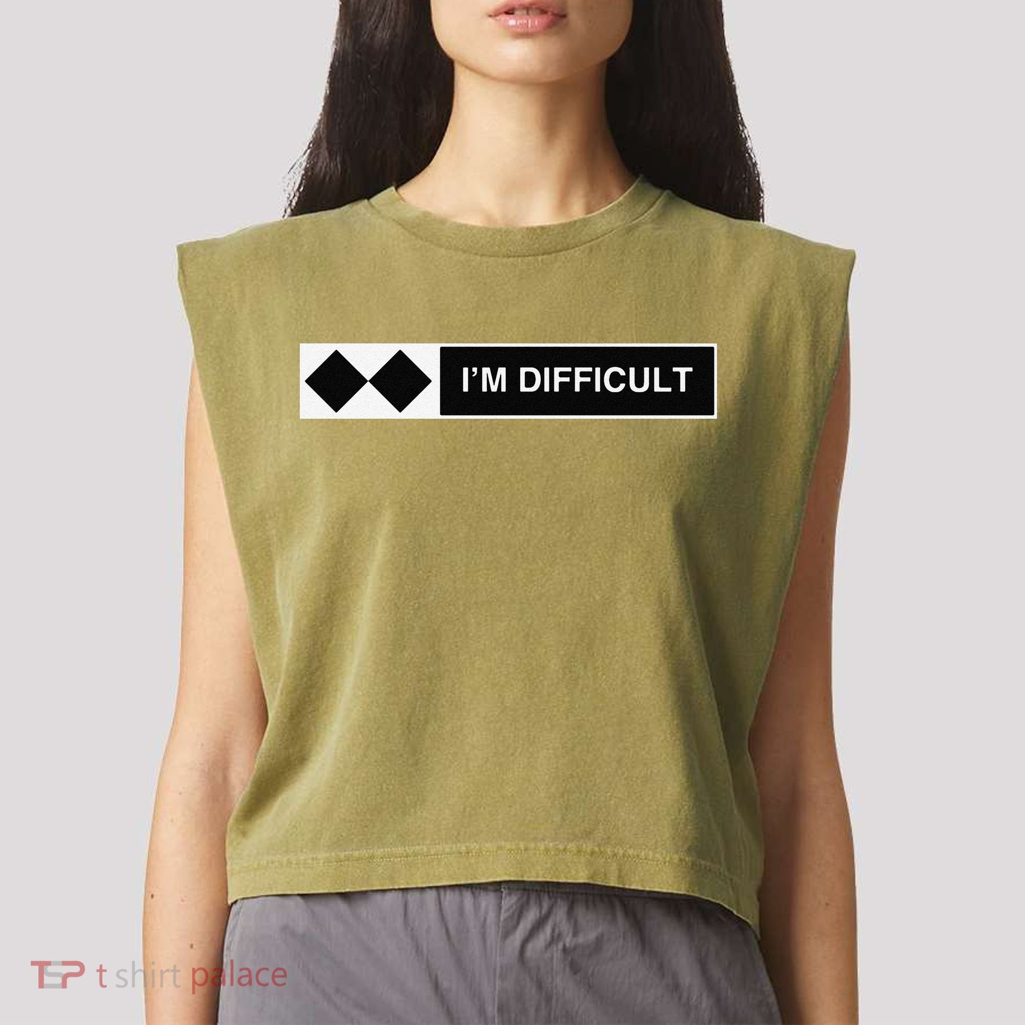I'm Difficult Ski Snowboard Funny Snowboarding Winter Premium Garment-Dyed Women's Muscle Tee
