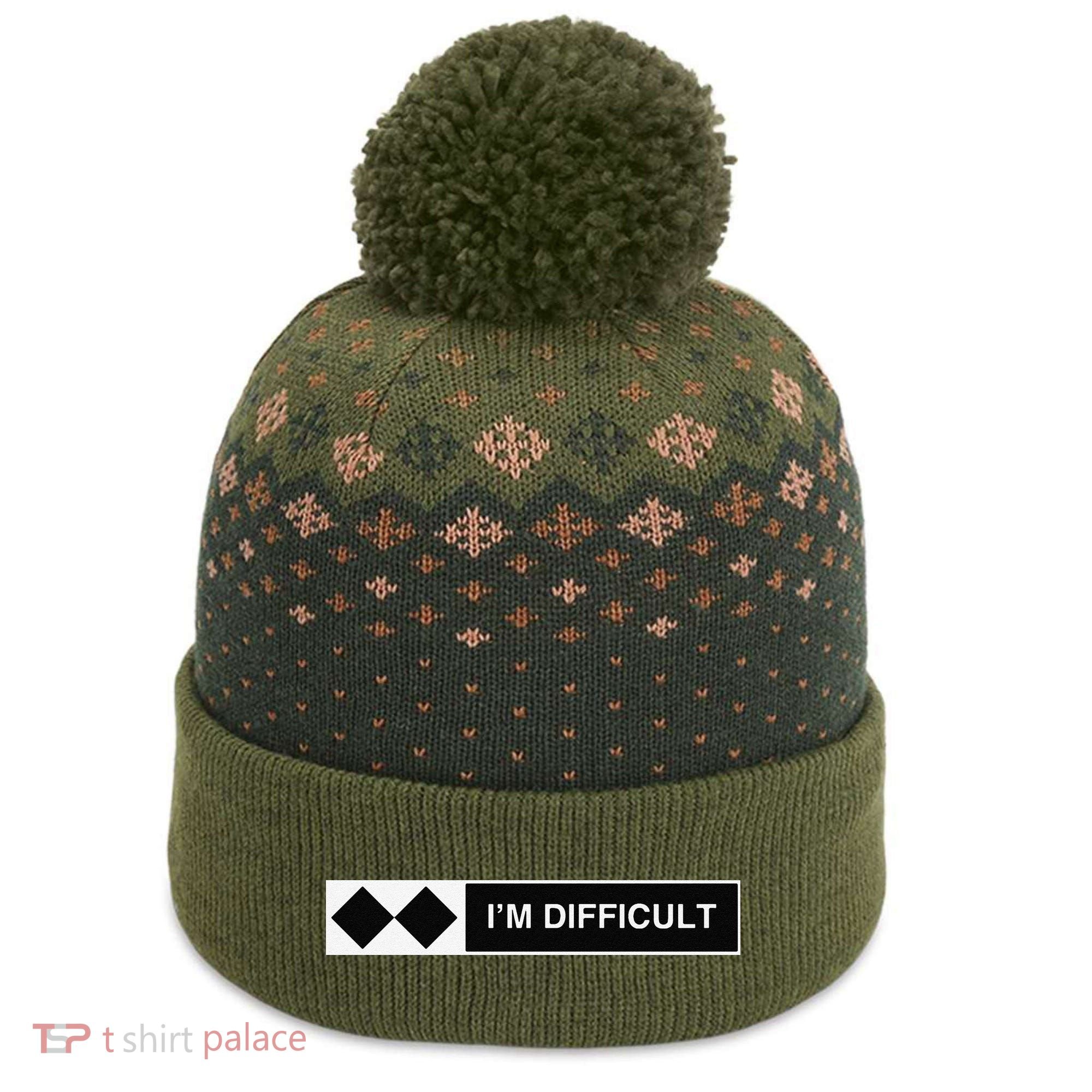I'm Difficult Ski Snowboard Funny Snowboarding Winter Premium The Baniff Cuffed Pom Beanie