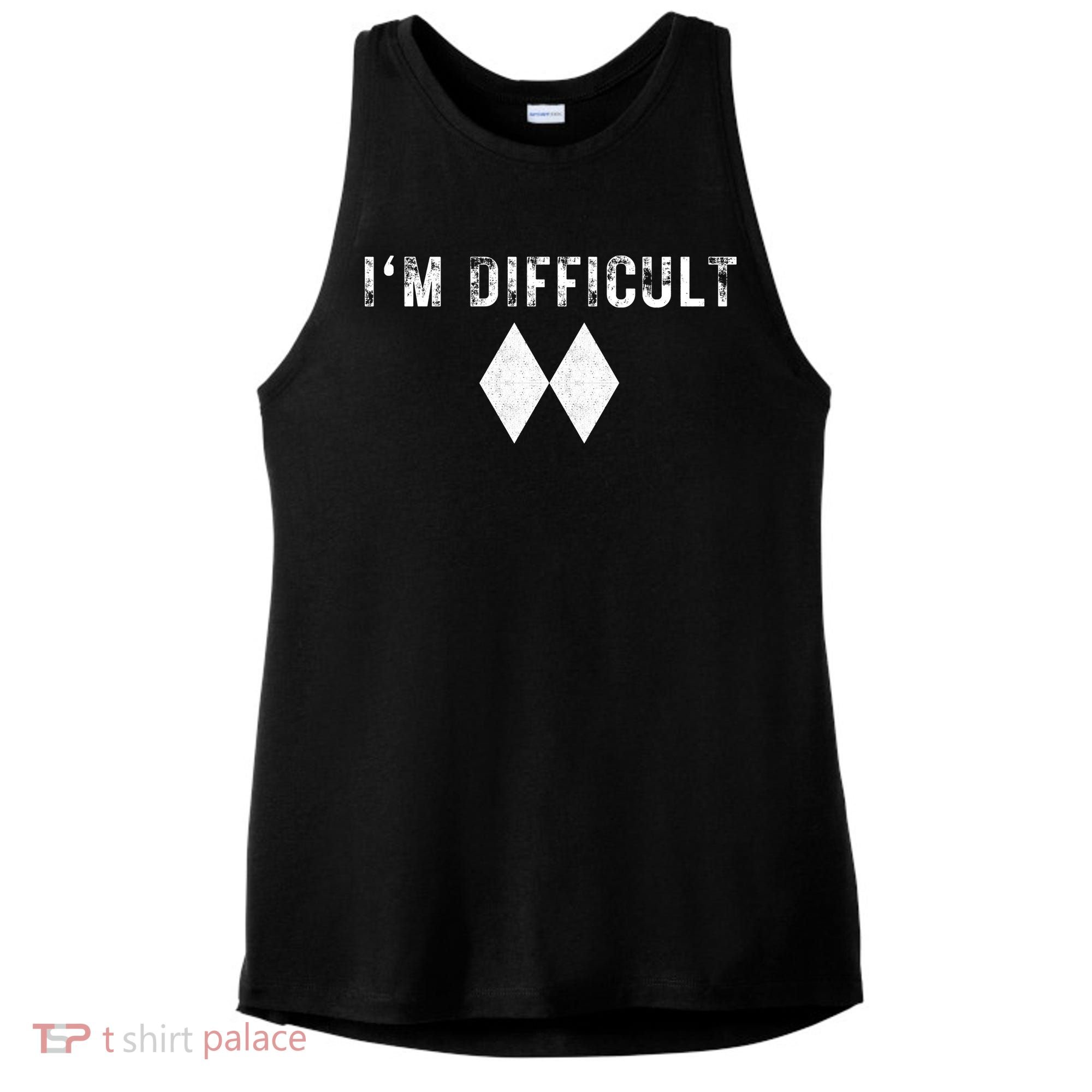 IM Difficult Skiing Skier Snowboard Double Black Diamonds Ladies PosiCharge Tri-Blend Wicking Tank