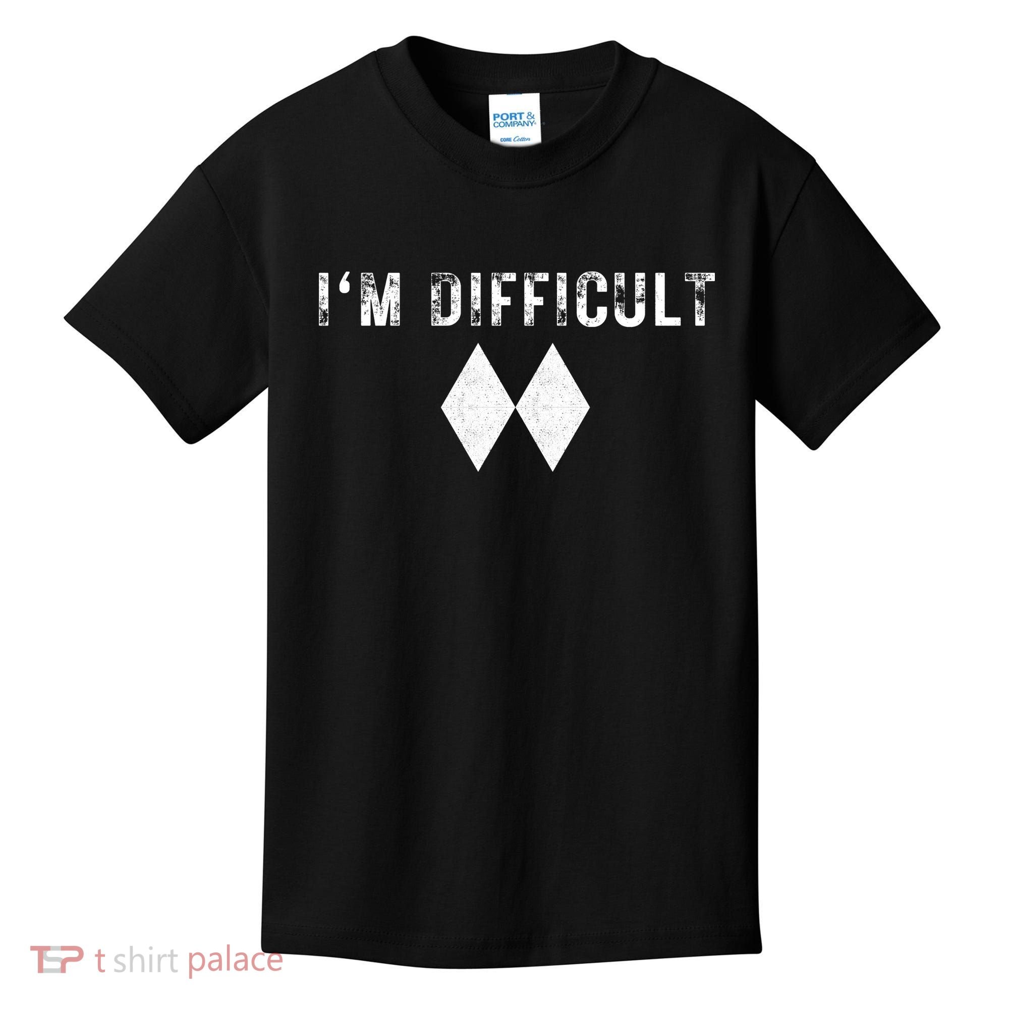 IM Difficult Skiing Skier Snowboard Double Black Diamonds Kids T-Shirt