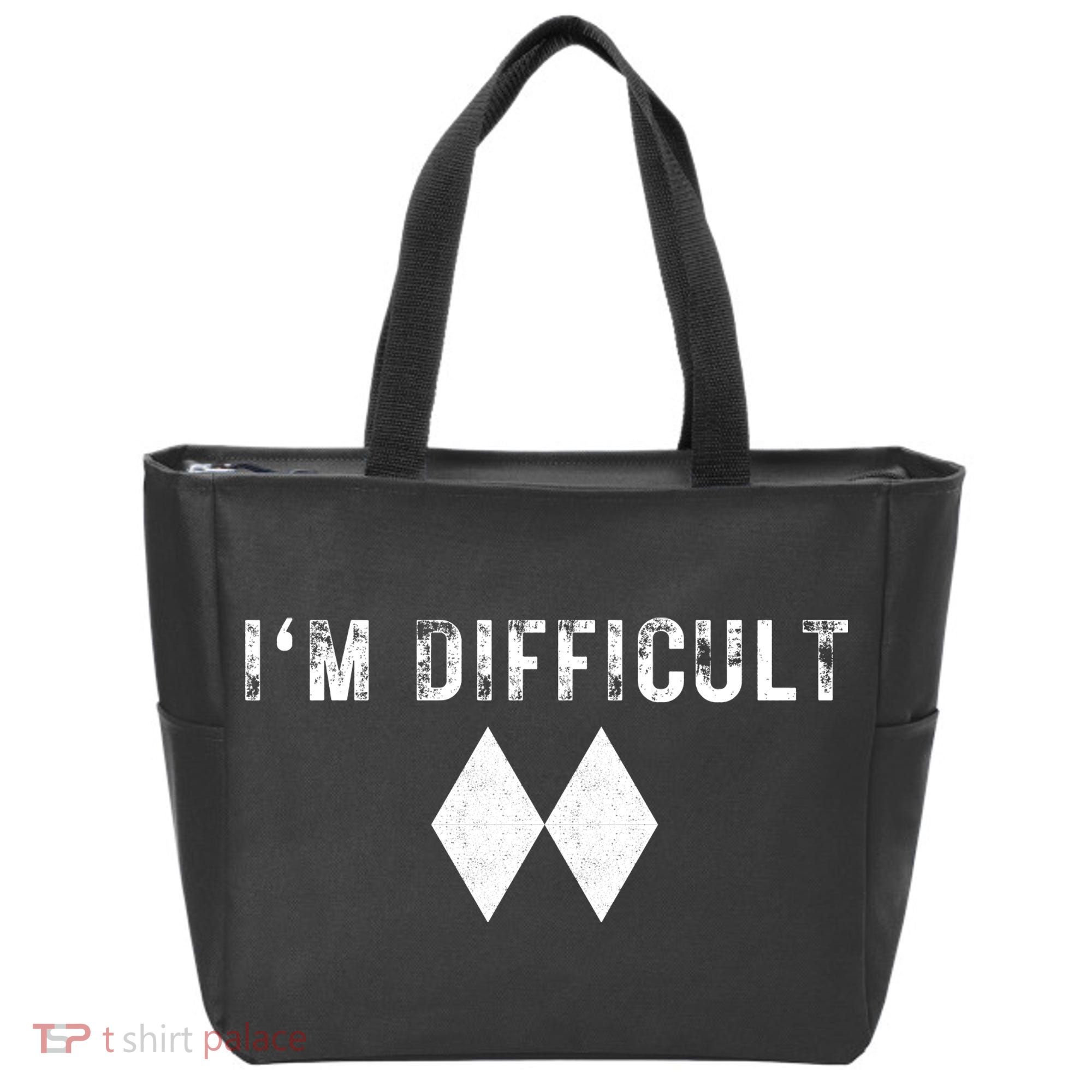 IM Difficult Skiing Skier Snowboard Double Black Diamonds Tote Bag
