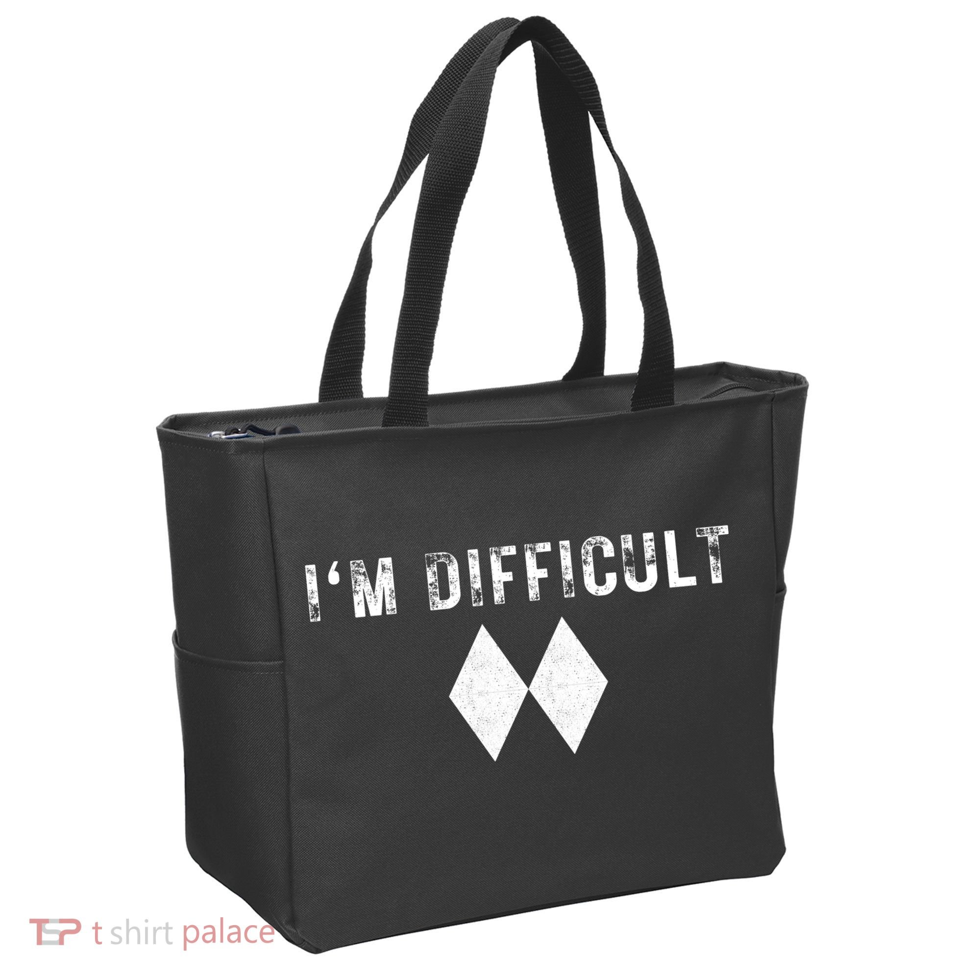 IM Difficult Skiing Skier Snowboard Double Black Diamonds Tote Bag