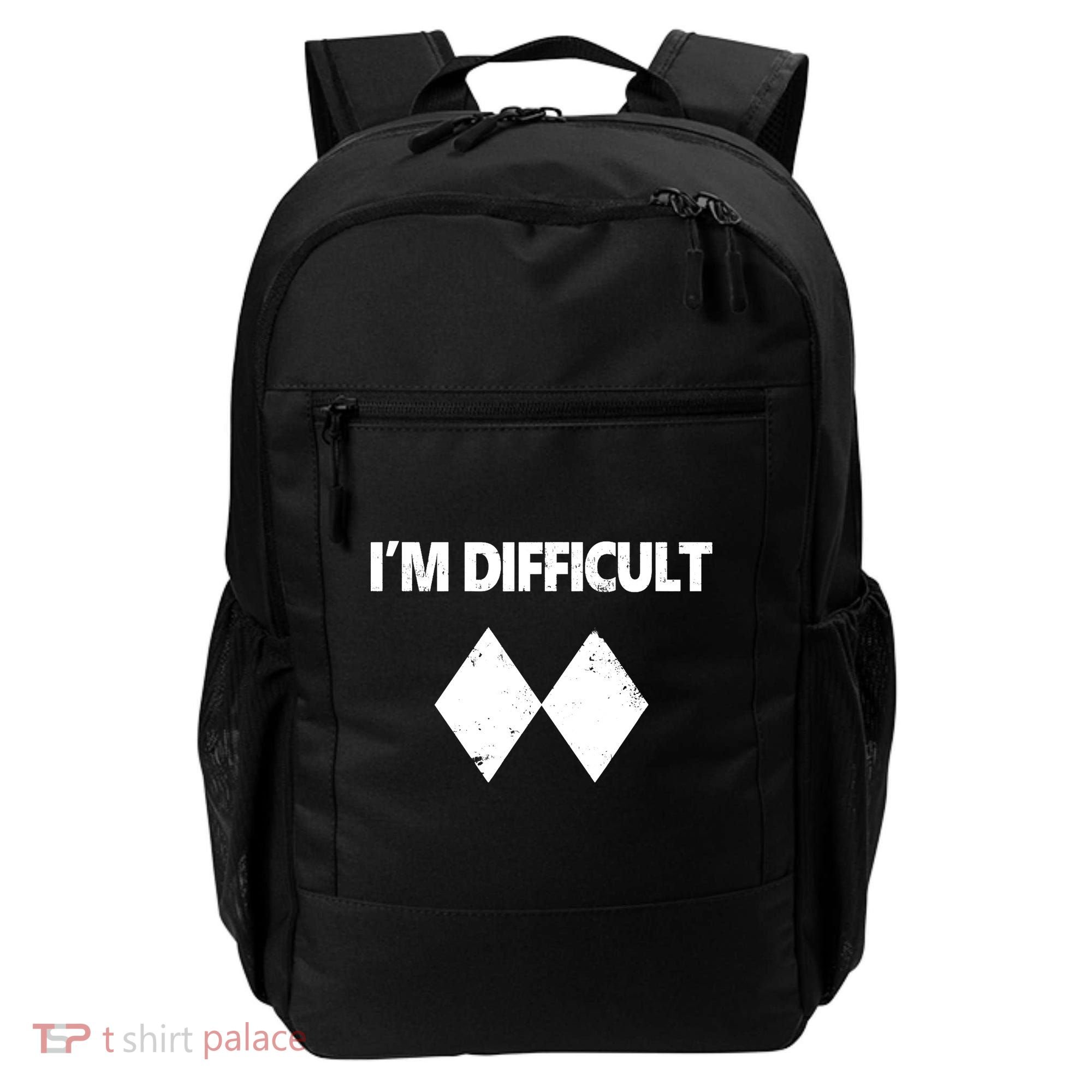 I'm Difficult Skiing Skier Snowboard Double Black Diamonds Backpack