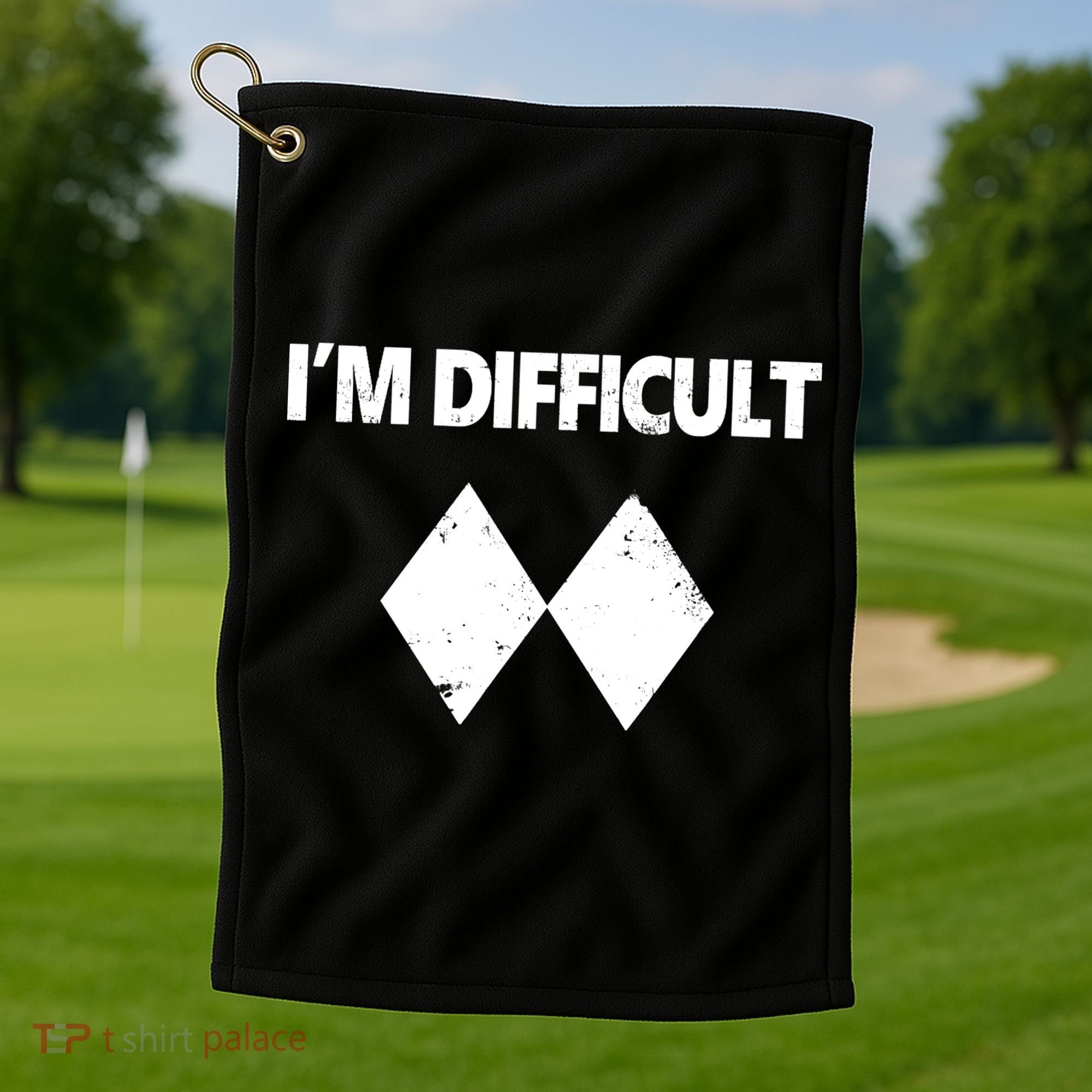 I'm Difficult Skiing Skier Snowboard Double Black Diamonds Golf Towel