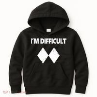 I'm Difficult Skiing Skier Snowboard Double Black Diamonds Kids Hoodie thumb 0