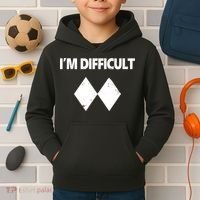 I'm Difficult Skiing Skier Snowboard Double Black Diamonds Kids Hoodie thumb 2