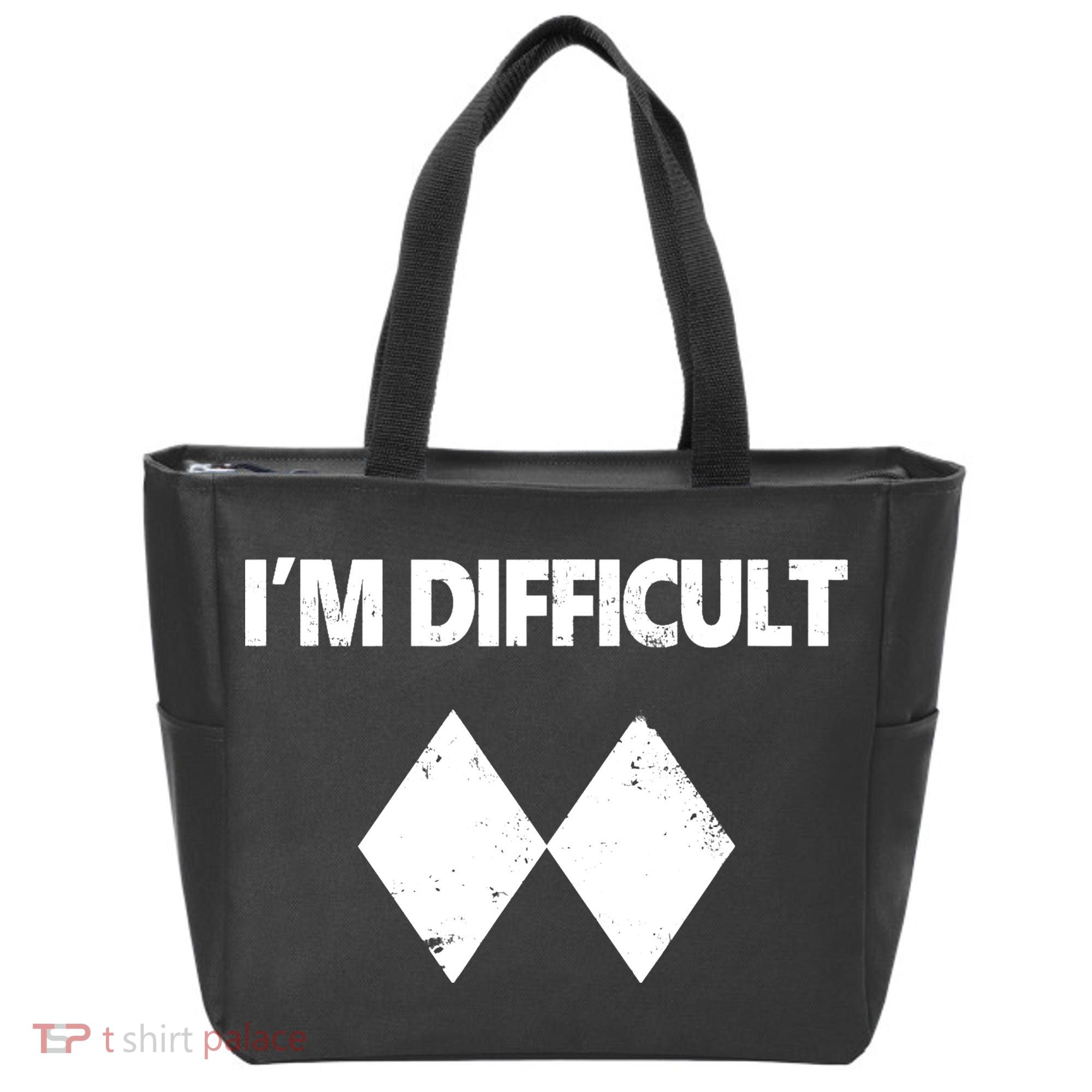 I'm Difficult Skiing Skier Snowboard Double Black Diamonds Tote Bag