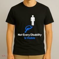 Invisible Disability Stick Figure With Wheelchair Shadow T-Shirt thumb 3
