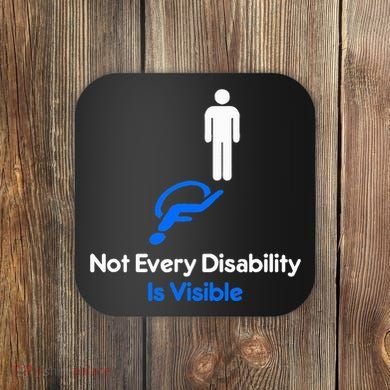 Invisible Disability Stick Figure With Wheelchair Shadow Coaster