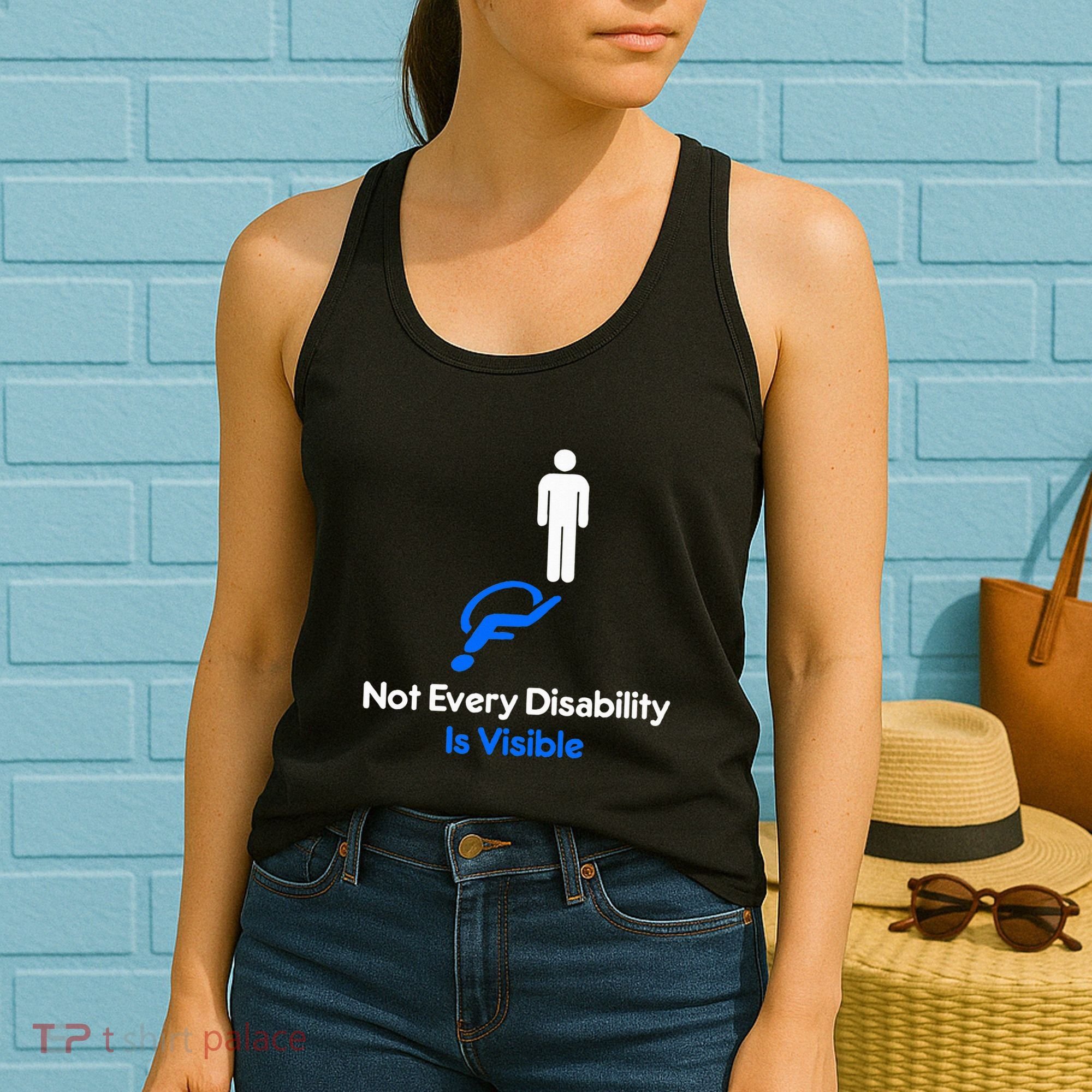 Invisible Disability Stick Figure With Wheelchair Shadow Women's Tank Top