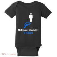 Invisible Disability Stick Figure With Wheelchair Shadow Baby Bodysuit thumb 0