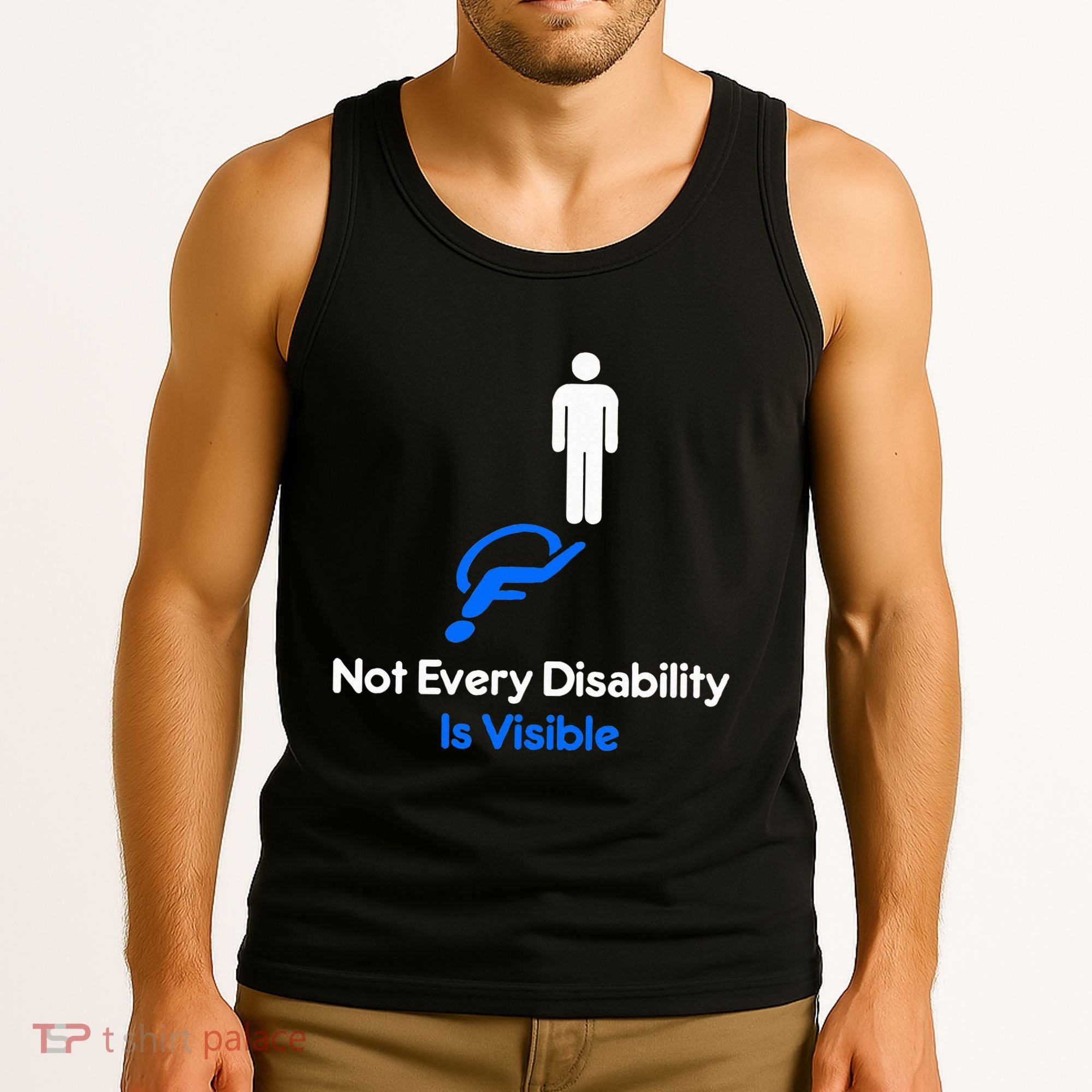Invisible Disability Stick Figure With Wheelchair Shadow Tank Top