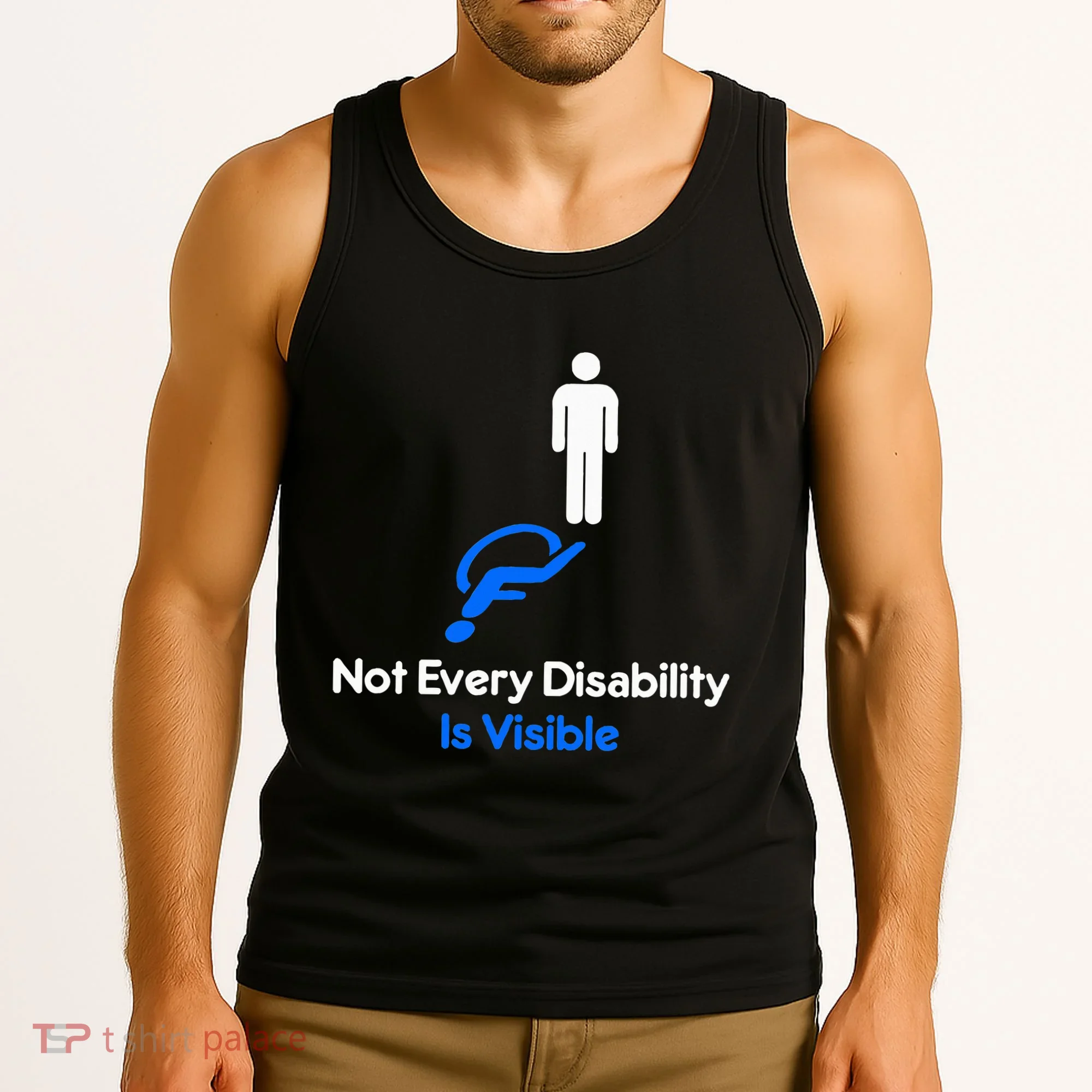 Invisible Disability Stick Figure With Wheelchair Shadow Tank Top