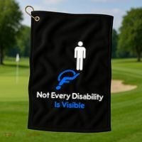 Invisible Disability Stick Figure With Wheelchair Shadow Golf Towel thumb 1