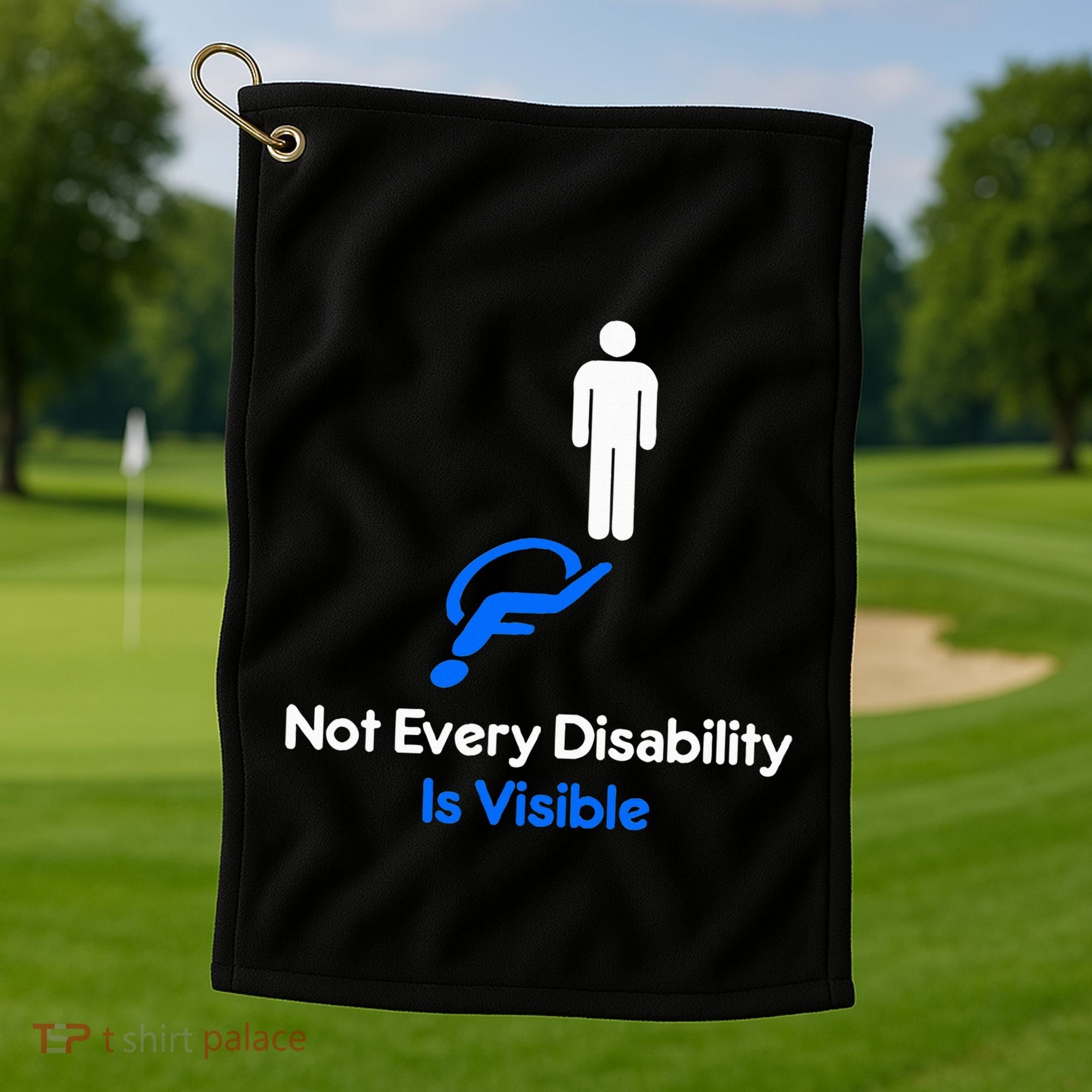 Invisible Disability Stick Figure With Wheelchair Shadow Golf Towel