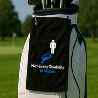 Invisible Disability Stick Figure With Wheelchair Shadow Golf Towel thumb 2