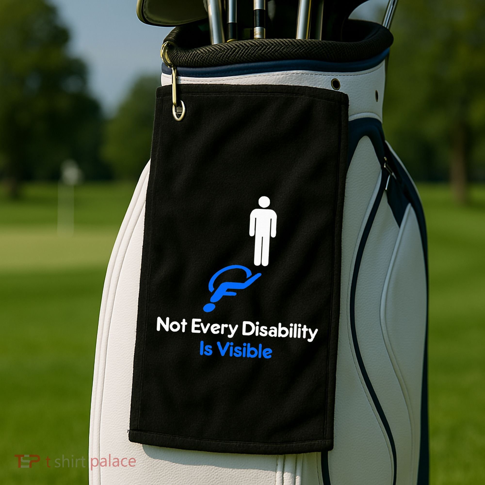 Invisible Disability Stick Figure With Wheelchair Shadow Golf Towel