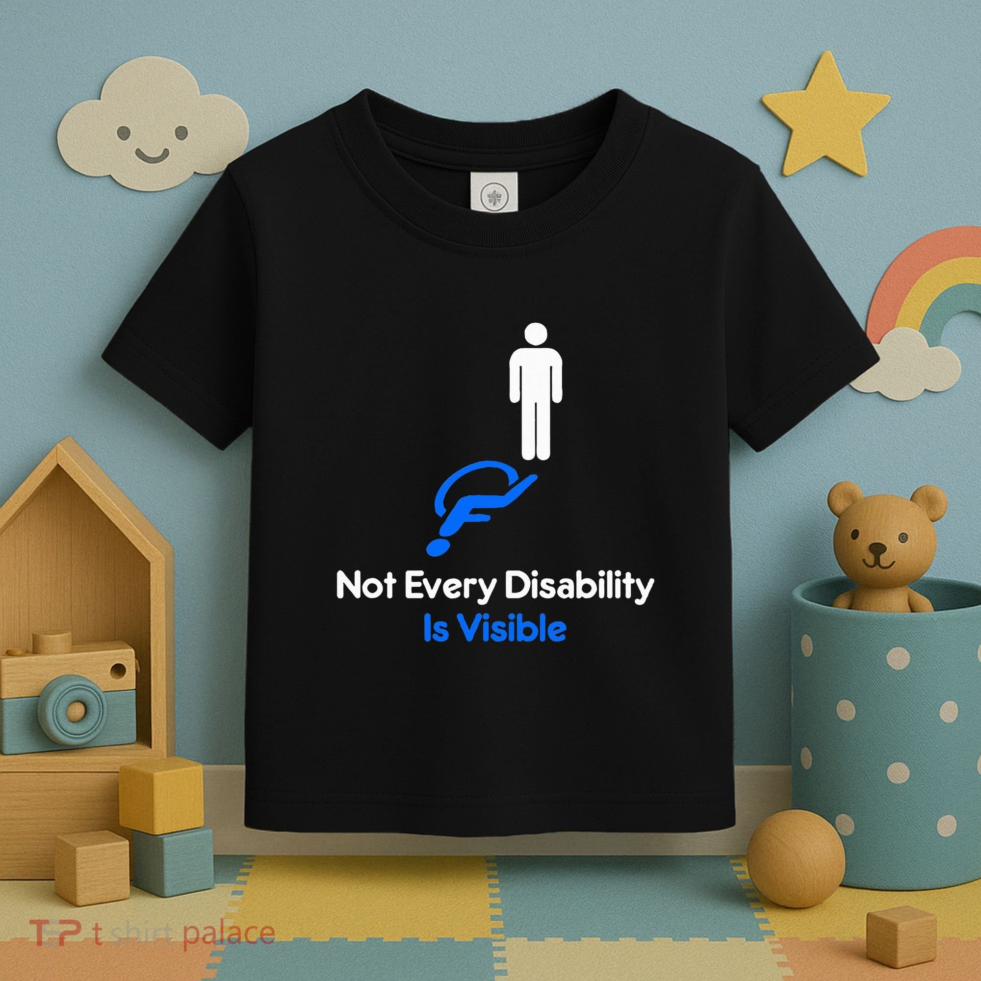Invisible Disability Stick Figure With Wheelchair Shadow Toddler T-Shirt