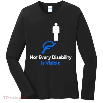 Invisible Disability Stick Figure With Wheelchair Shadow Women's Long Sleeve Shirt
