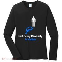 Invisible Disability Stick Figure With Wheelchair Shadow Women's Long Sleeve Shirt thumb 0