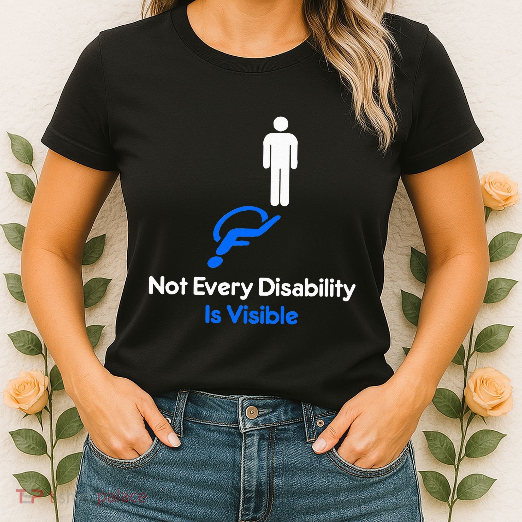 Invisible Disability Stick Figure With Wheelchair Shadow Women's T-Shirt