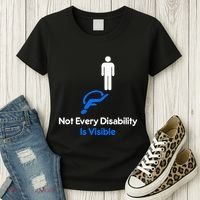 Invisible Disability Stick Figure With Wheelchair Shadow Women's T-Shirt thumb 3