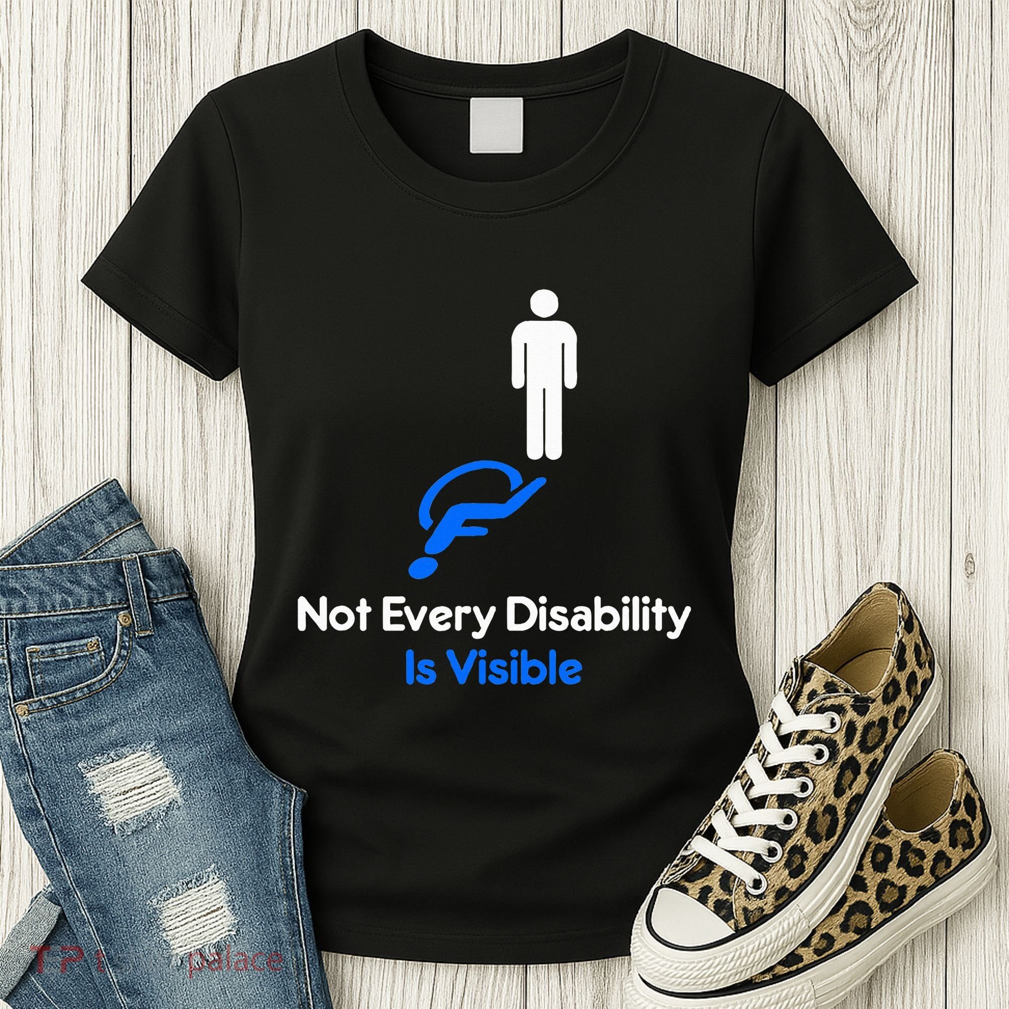 Invisible Disability Stick Figure With Wheelchair Shadow Women's T-Shirt