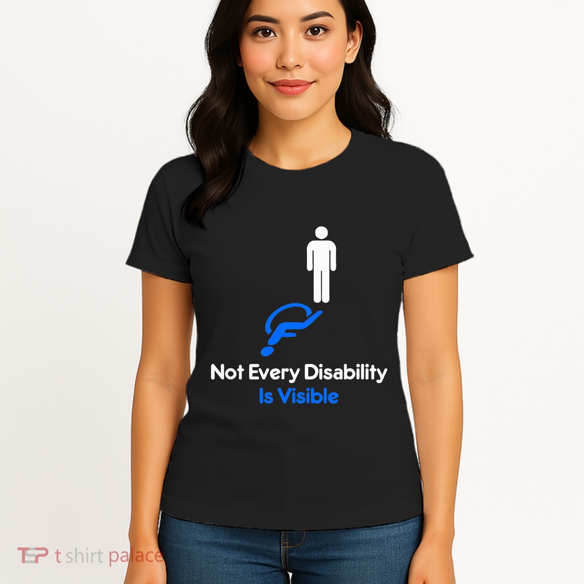 Invisible Disability Stick Figure With Wheelchair Shadow Women's T-Shirt